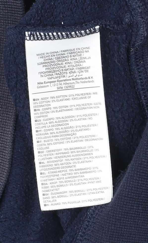 Nike Men’s Blue Varsity Jacket L Sportswear Cotton Blend