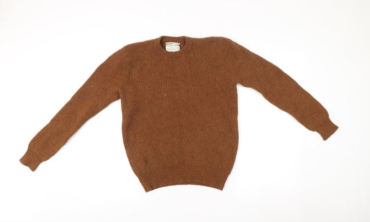 Racing Green Men’s Brown Wool Blend Crew Neck Jumper M