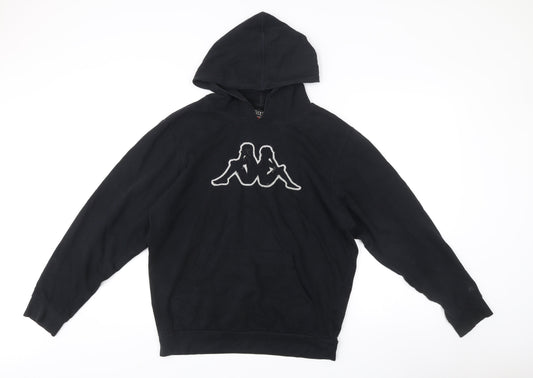 Kappa Men’s Black Pullover Hoodie Medium Logo Graphic Cotton Blend