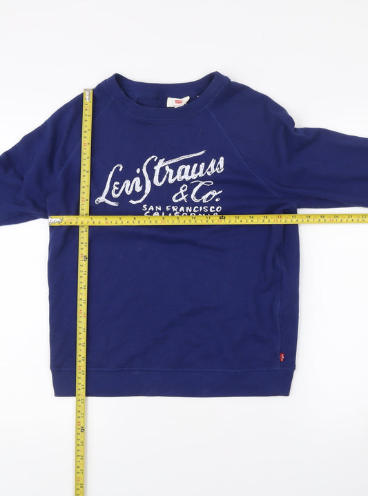 Levi's Mens Blue Sweatshirt Medium Crew Neck Logo Pullover
