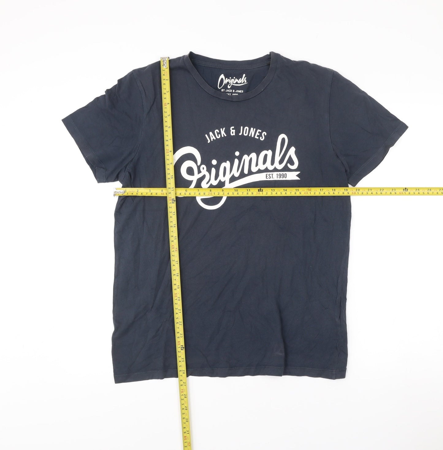 Jack & Jones Originals Mens Blue M Graphic Print Cotton T-Shirt