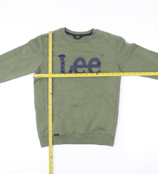 Lee Boys Green Logo Sweatshirt 10-11 Years Crew Neck Pullover Regular Fit
