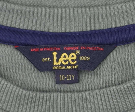 Lee Boys Green Logo Sweatshirt 10-11 Years Crew Neck Pullover Regular Fit