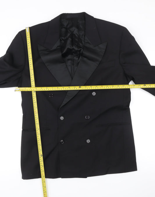 Marks and Spencer St Michael Men’s Black Wool Double-Breasted Peak Lapel Blazer 40in Chest M
