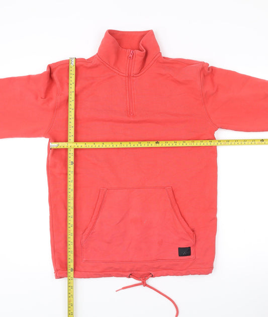 Vans Mens Red Small 1/4 Zip High Neck Sweatshirt with Pocket