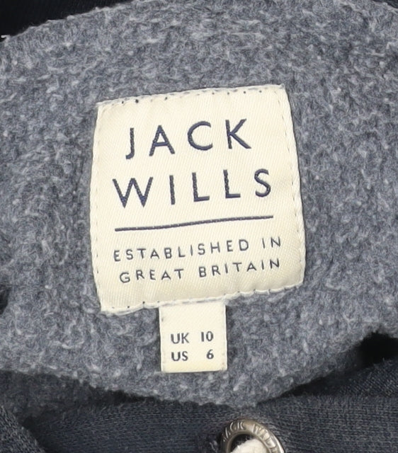 Jack Wills Womens Navy Blue Hoodie UK 10 Pullover Cotton Blend Logo