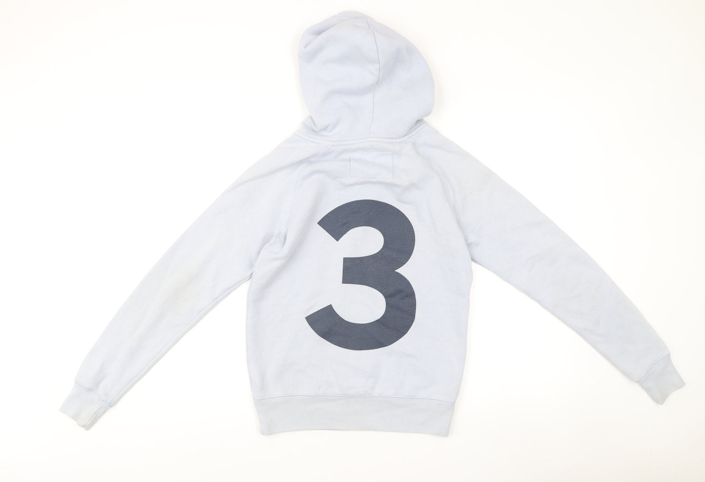 Jack Wills Womens Blue Zip Hoodie UK 8 Cotton Blend Graphic Print