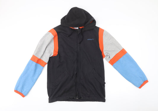 Adidas Mens Vintage Black Hoodie M Full Zip Jogging Graphic