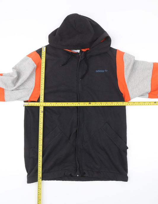 Adidas Mens Vintage Black Hoodie M Full Zip Jogging Graphic