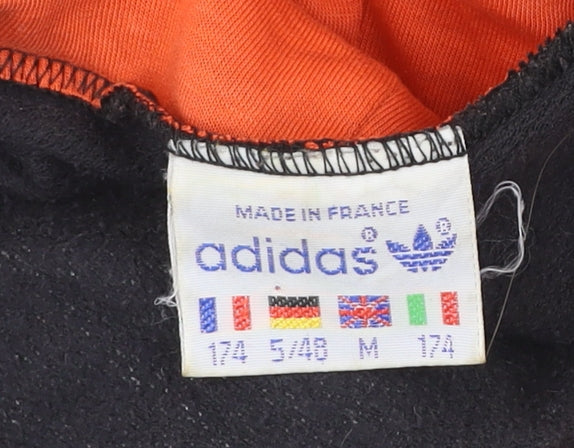 Adidas Mens Vintage Black Hoodie M Full Zip Jogging Graphic