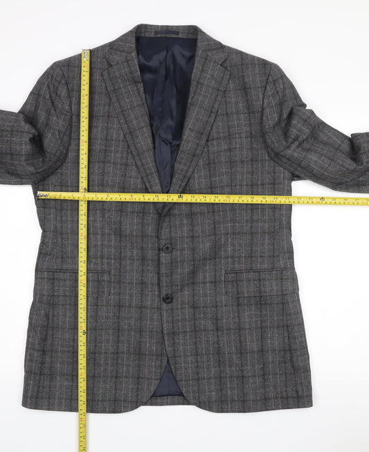 John Lewis Men's Grey Checked Wool Blazer 46L Regular Fit Jacket