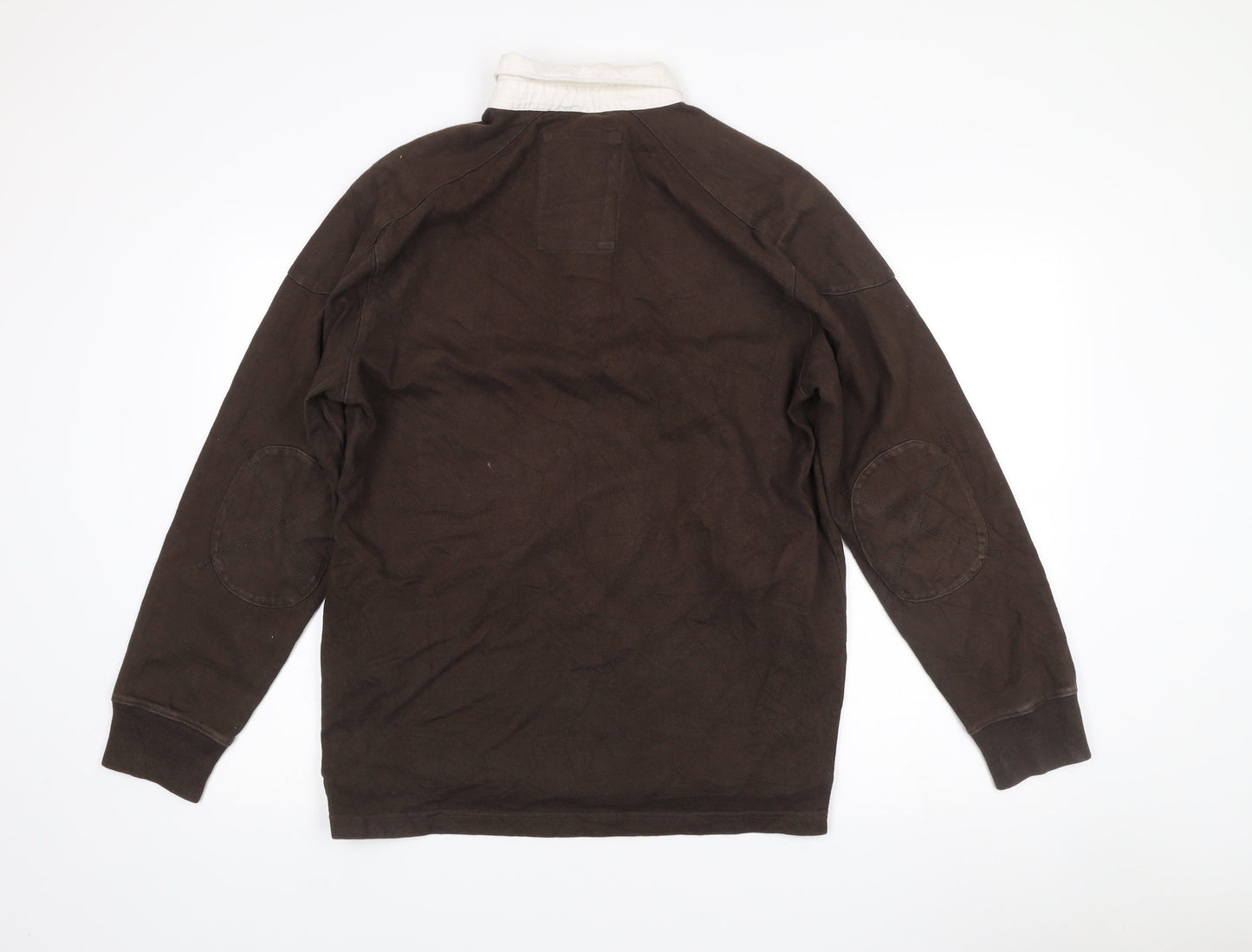 Crew Clothing Co Men’s Brown Cotton Rugby Jumper Medium Embroidered Logo