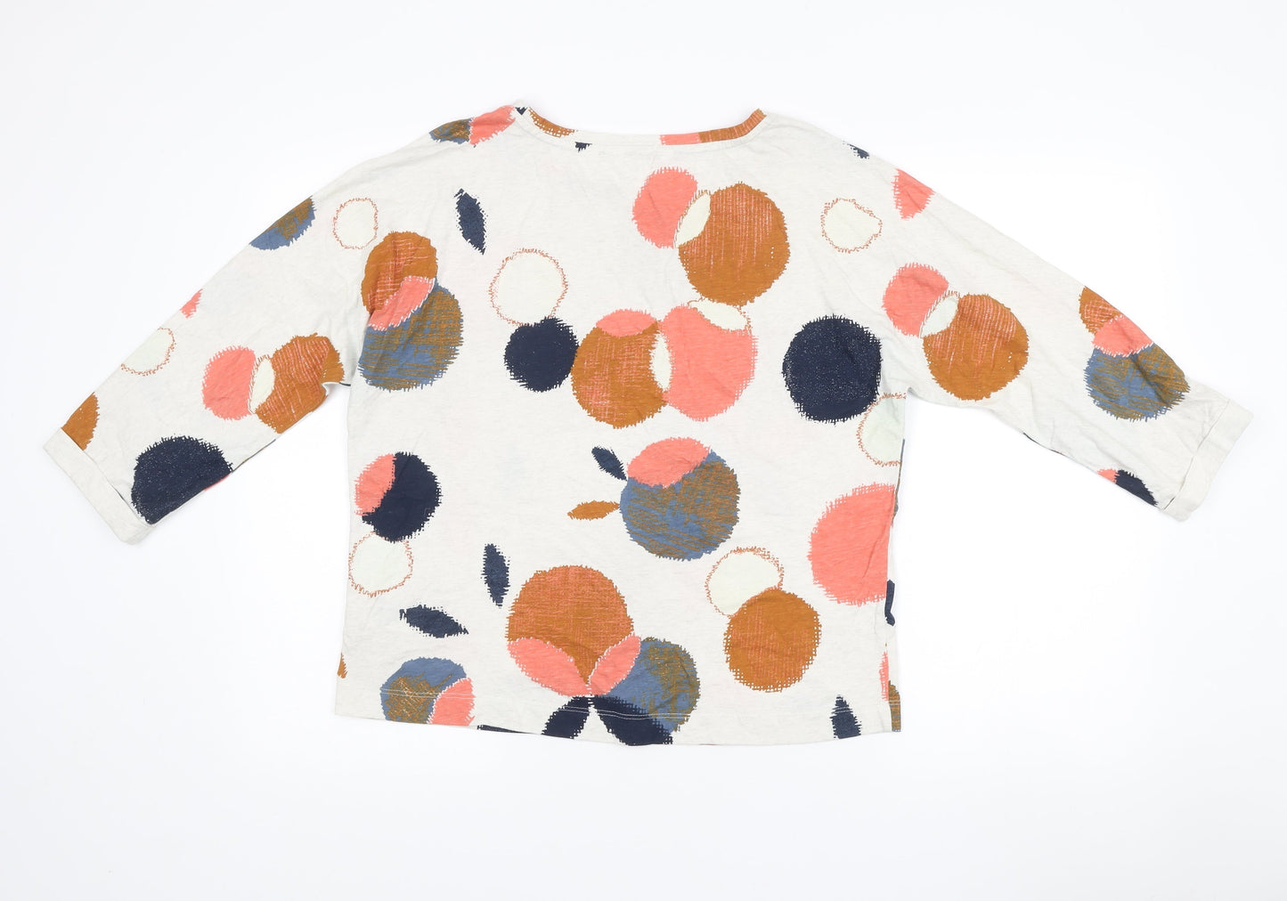 White Stuff Womens Multicoloured 3/4 Sleeve Cotton T-Shirt UK 12