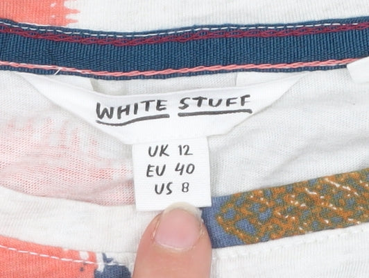 White Stuff Womens Multicoloured 3/4 Sleeve Cotton T-Shirt UK 12