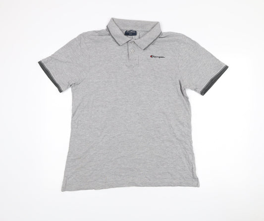 Champion Men’s Grey Polo Shirt L Regular Fit Short Sleeve