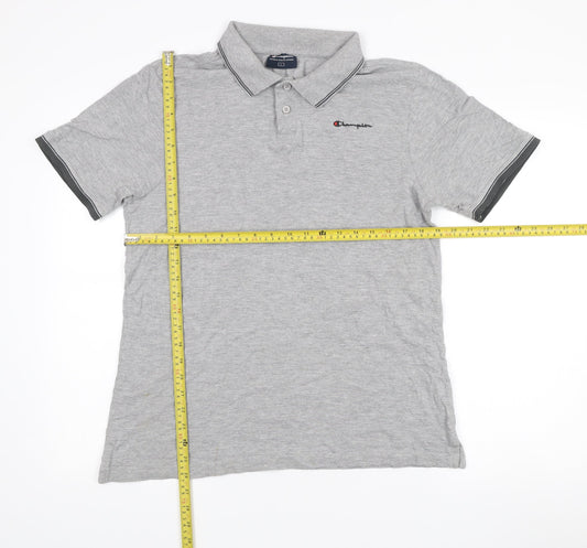 Champion Men’s Grey Polo Shirt L Regular Fit Short Sleeve