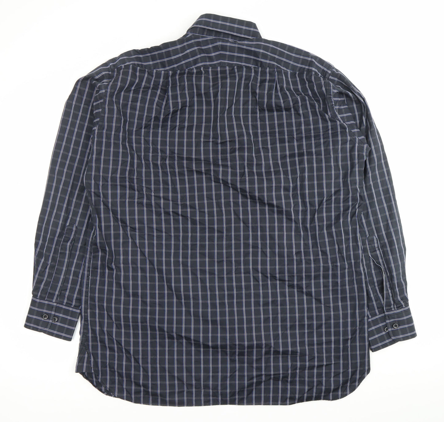 Charles Tyrwhitt Men's Blue Check Cotton Dress Shirt L Long Sleeve