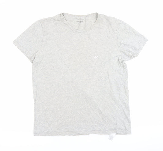 Emporio Armani Men Grey M Cotton Jersey Crew Neck T-Shirt