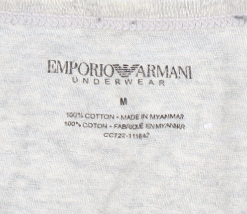 Emporio Armani Men Grey M Cotton Jersey Crew Neck T-Shirt