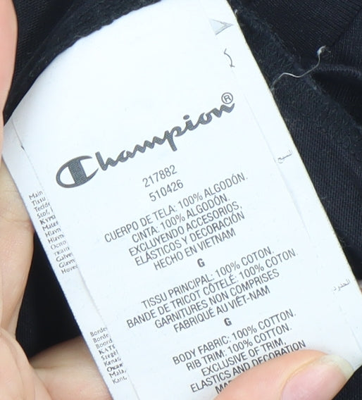 Champion Mens Black Large Graphic Logo Crew Neck Cotton T-Shirt