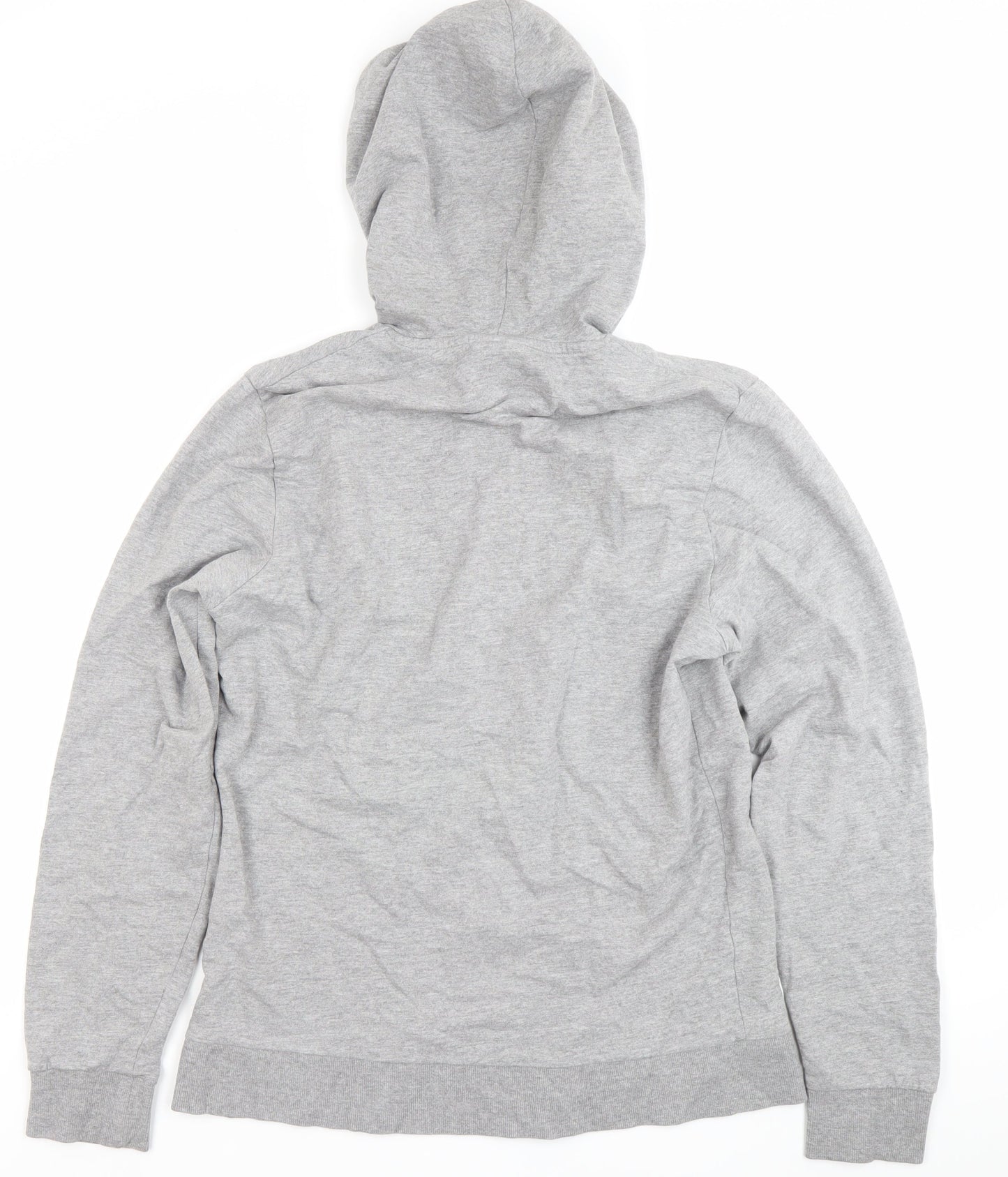 Jack & Jones Mens Grey Pullover Hoodie M Logo Print Casual Cotton