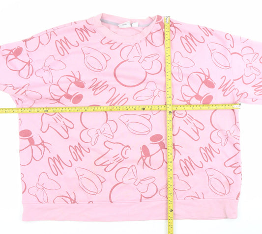 Disney Womens Pink Minnie Mouse Sweatshirt 2XL Pullover Cotton Blend