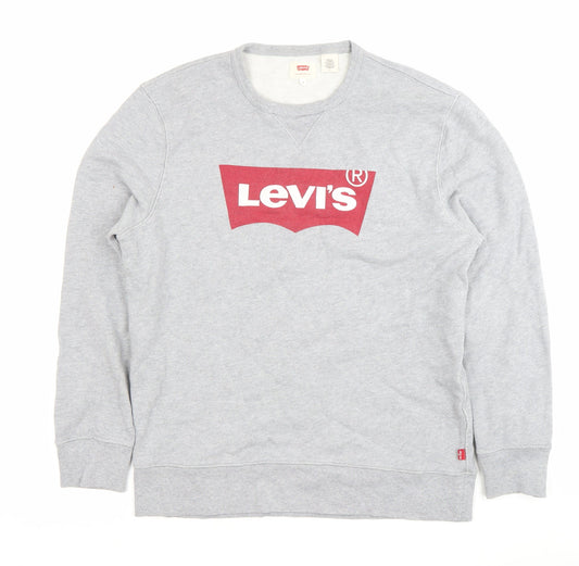 Levi's Mens Grey Medium Crew Neck Logo Sweatshirt Pullover