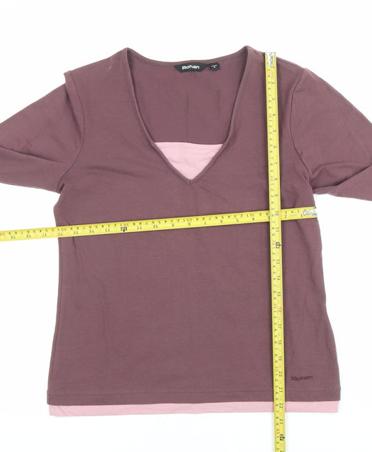 Rohan Womens Purple Long Sleeve V-Neck T-Shirt Top Size S