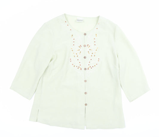 Eastex Womens Green Beaded Embroidered Tunic Blouse UK 10