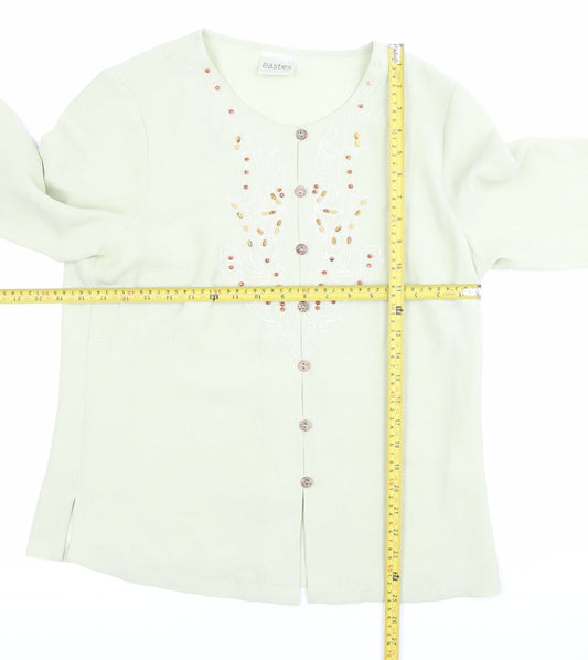 Eastex Womens Green Beaded Embroidered Tunic Blouse UK 10