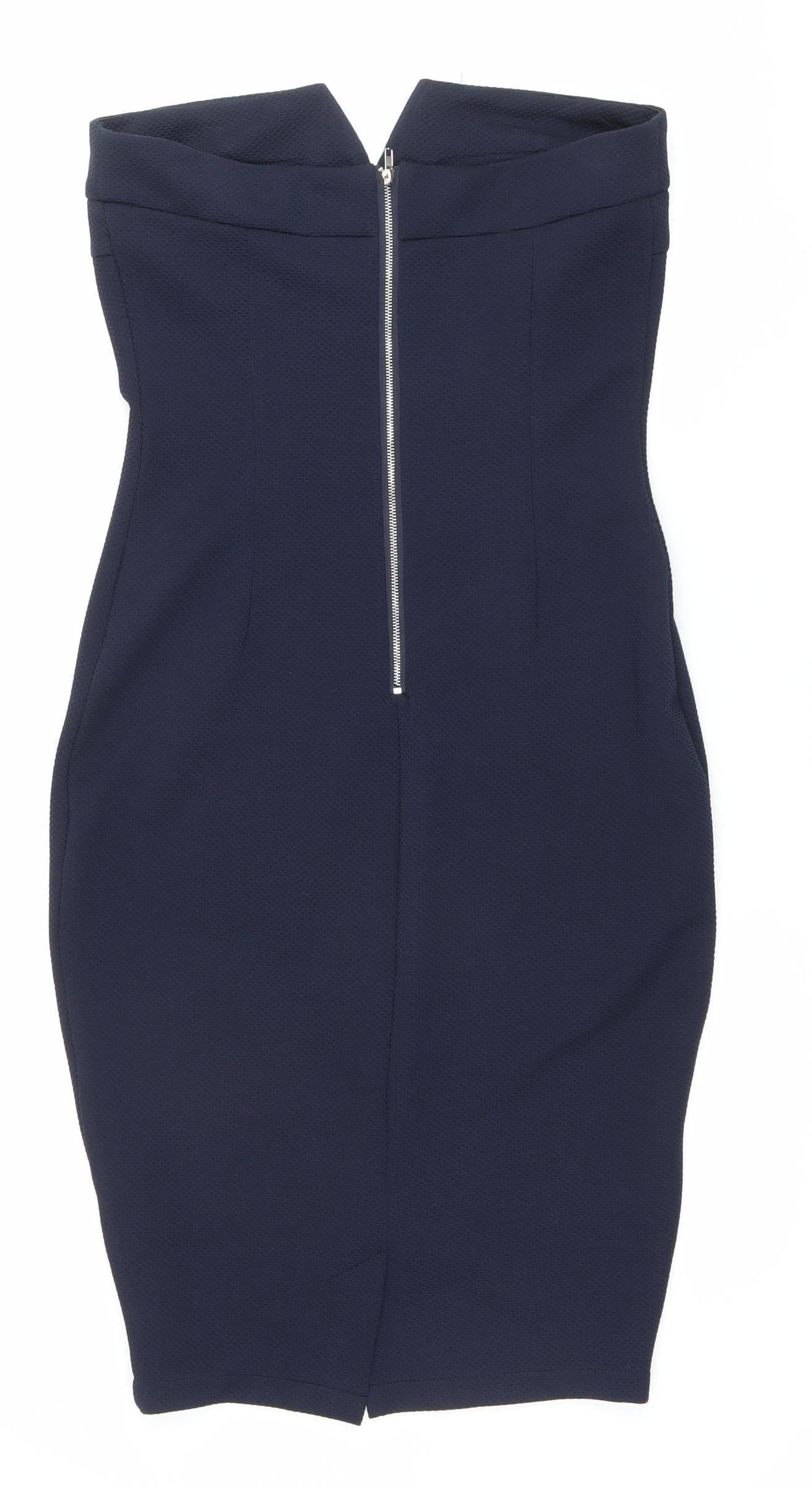 Armani Exchange Women’s Blue Size 12 Bodycon Strapless Dress