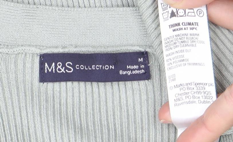 Marks and Spencer Womens Grey M Knit Longline Cardigan Pockets