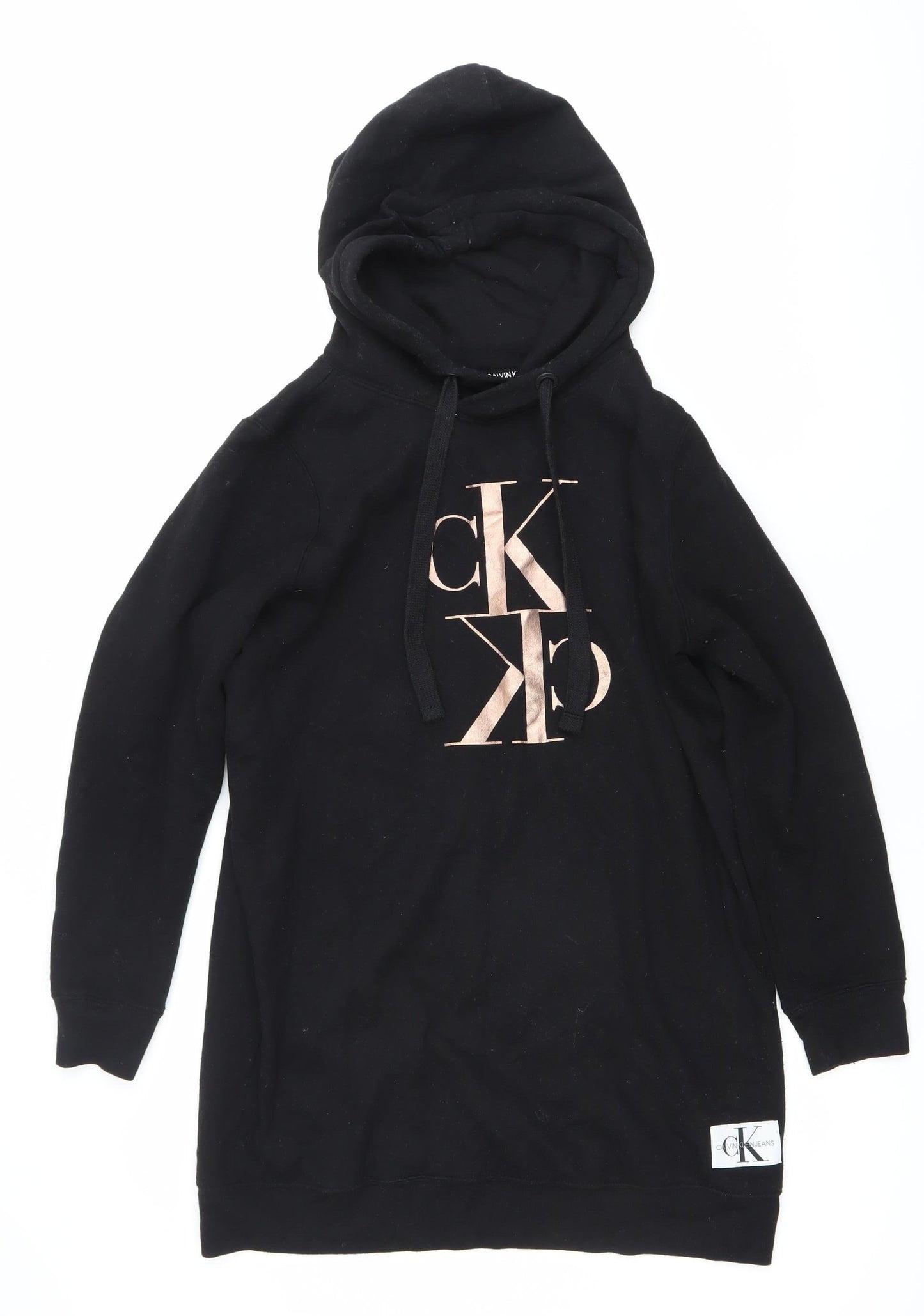 Calvin Klein Jeans Women's Black Pullover Hoodie M Logo Cotton Blend