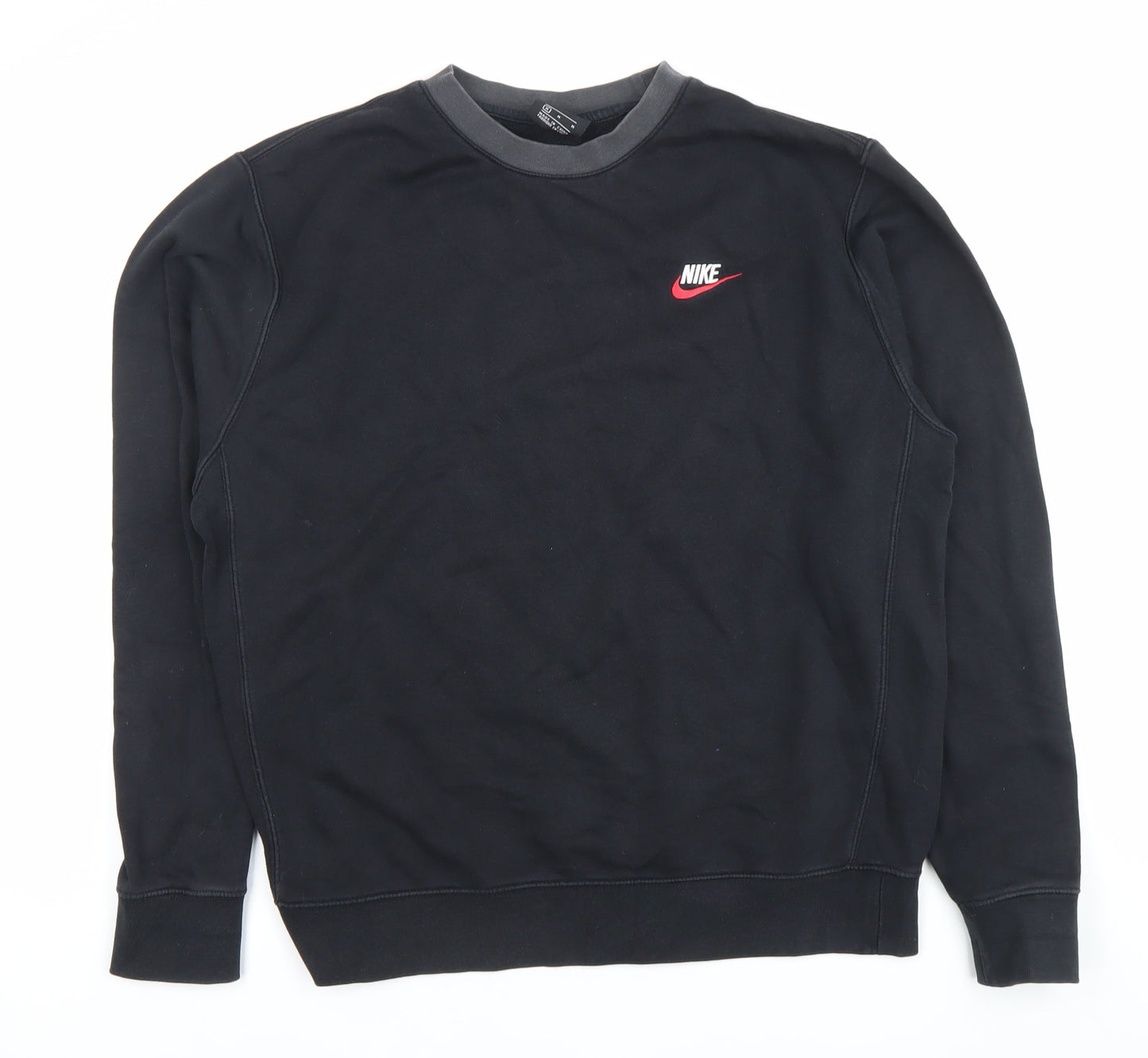 Nike Men’s Black Pullover Sweatshirt M Crew Neck Logo Sportswear