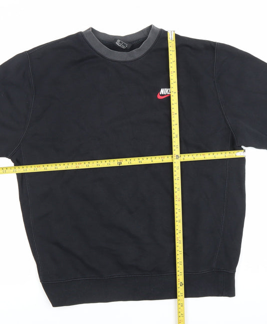 Nike Men’s Black Pullover Sweatshirt M Crew Neck Logo Sportswear
