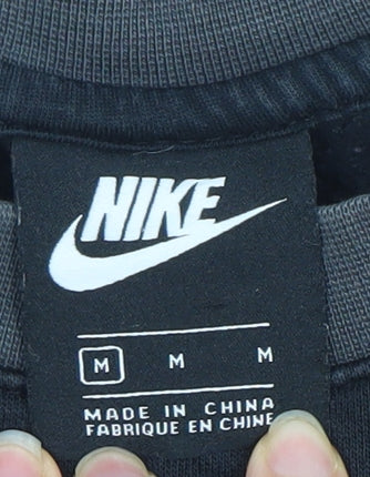 Nike Men’s Black Pullover Sweatshirt M Crew Neck Logo Sportswear