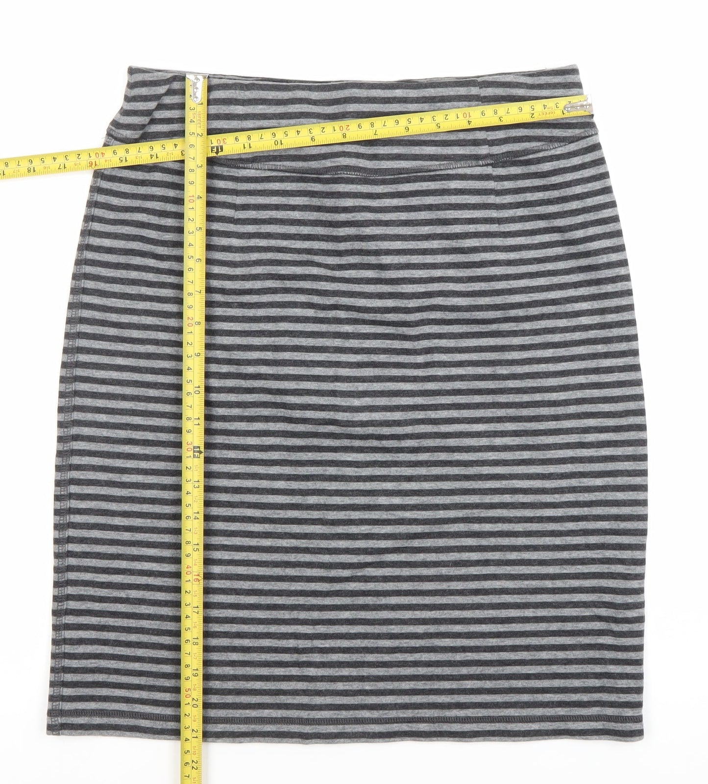 White Stuff Womens Grey Striped Pencil Skirt Size 12 Cotton Blend