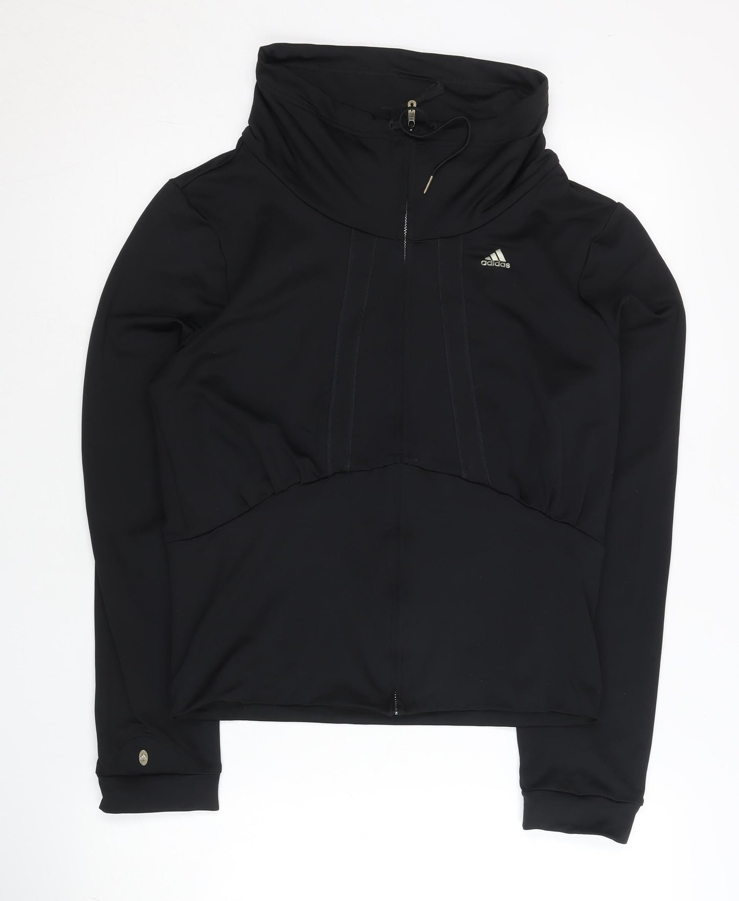 Adidas Womens Black M Track Jacket Full Zip Hooded Lightweight