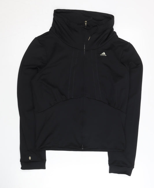 Adidas Womens Black M Track Jacket Full Zip Hooded Lightweight