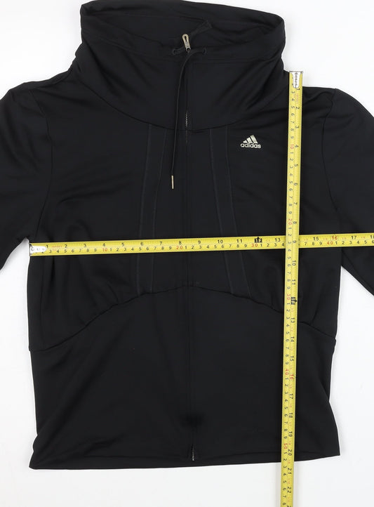 Adidas Womens Black M Track Jacket Full Zip Hooded Lightweight