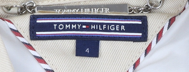 Tommy Hilfiger Women's Beige Trench Coat Size 8 Long Belted Cotton Blend