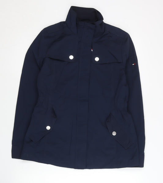 Tommy Hilfiger Womens Blue Mid-Length Military Jacket Size S