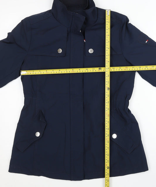 Tommy Hilfiger Womens Blue Mid-Length Military Jacket Size S