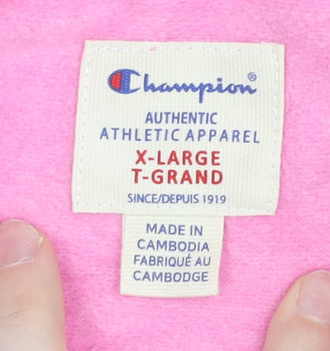 Champion Womens Pink Full Zip Hoodie XL Logo Athletic Sweatshirt