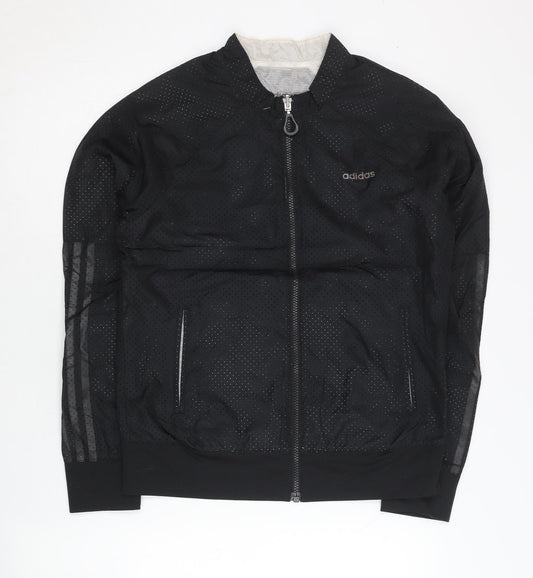 Adidas Womens Black Size 12 Track Jacket Lightweight Full Zip