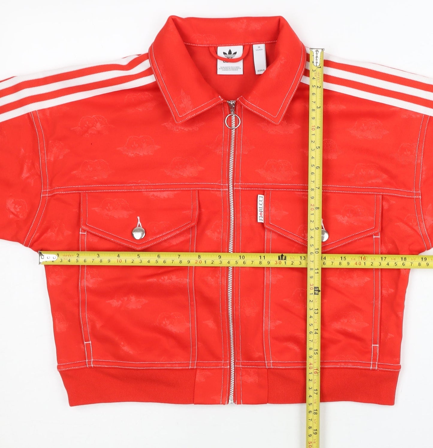 Adidas Womens Red Cropped Track Jacket Size 8 Logo Zip Sportswear