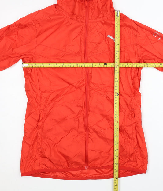 Puma Women Red Windbreaker Jacket Lightweight Hooded L