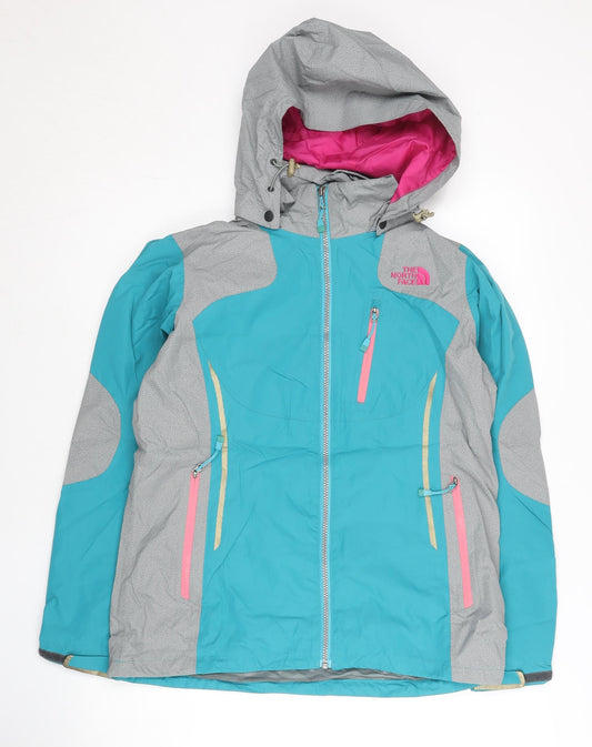 The North Face Women's Blue Grey Ski Jacket Size 8 Hooded Winter Coat