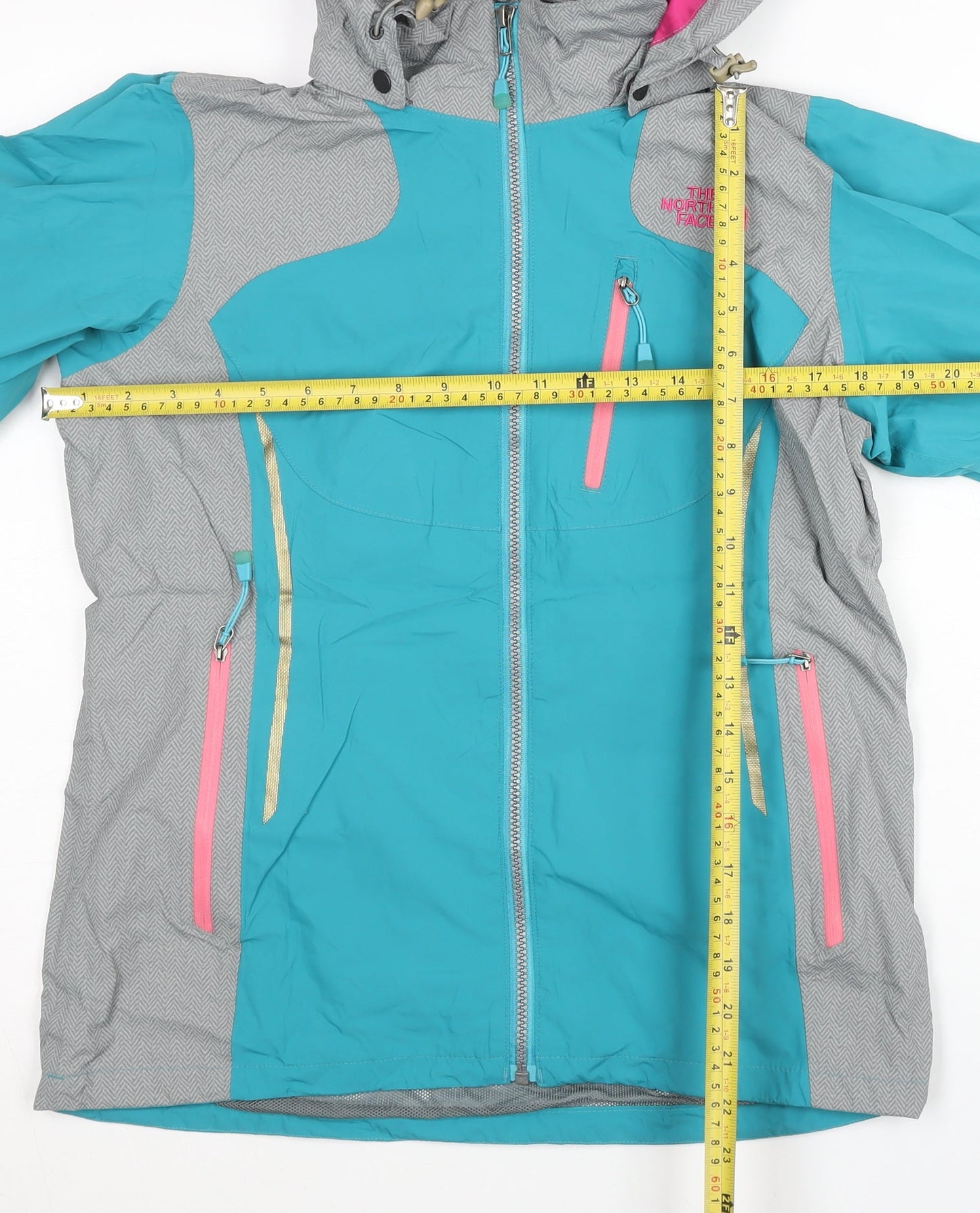 The North Face Women's Blue Grey Ski Jacket Size 8 Hooded Winter Coat