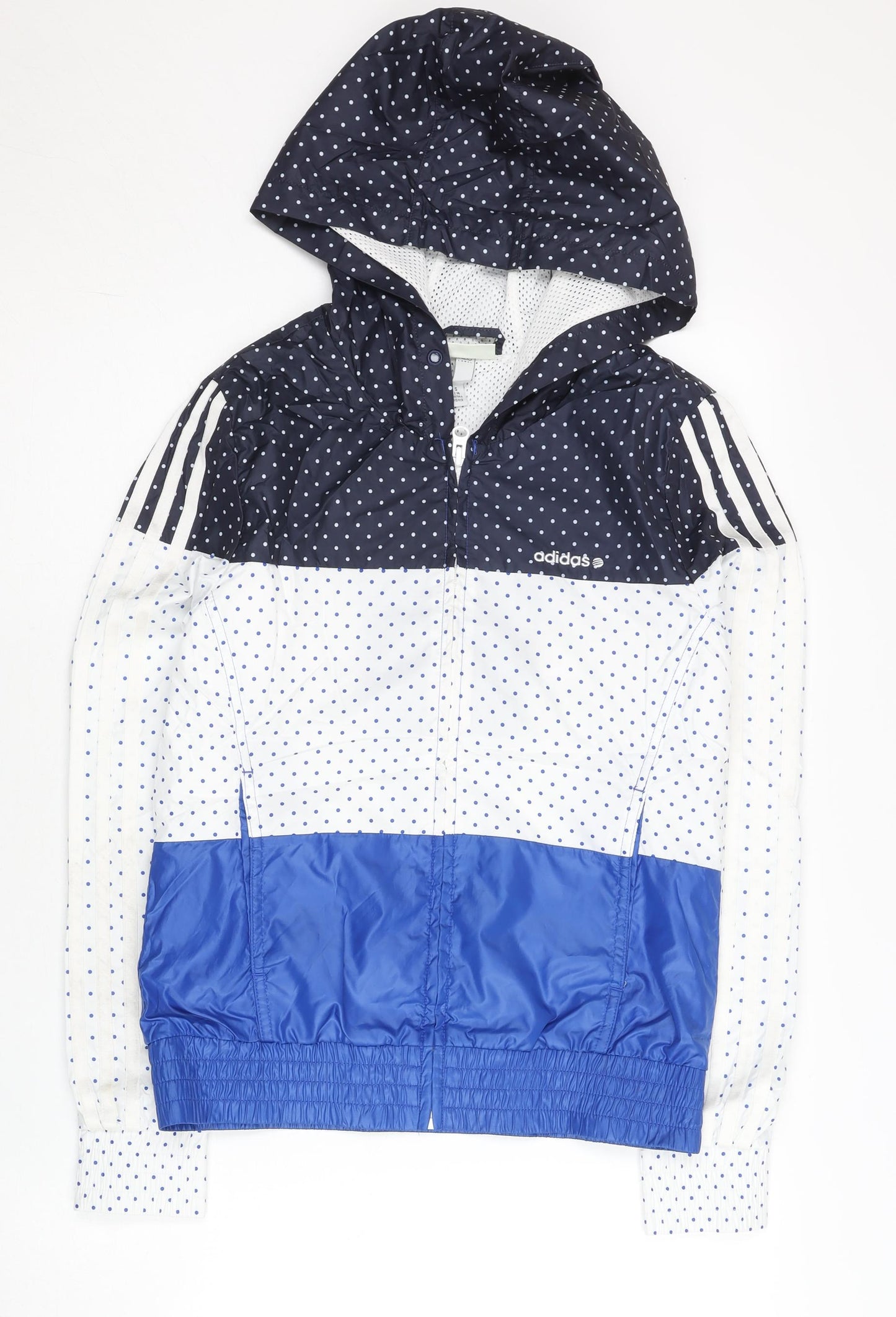 Adidas Women’s Blue White Polka Dot Windbreaker Jacket Size 8